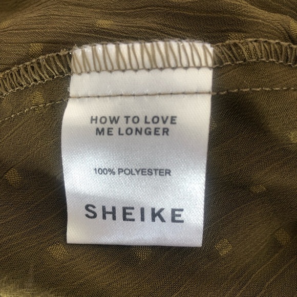 🌿 SHEIKE 🌿 ladies green long sleeve scoop neckline tie waist blouse size 8 - Picture 7 of 7